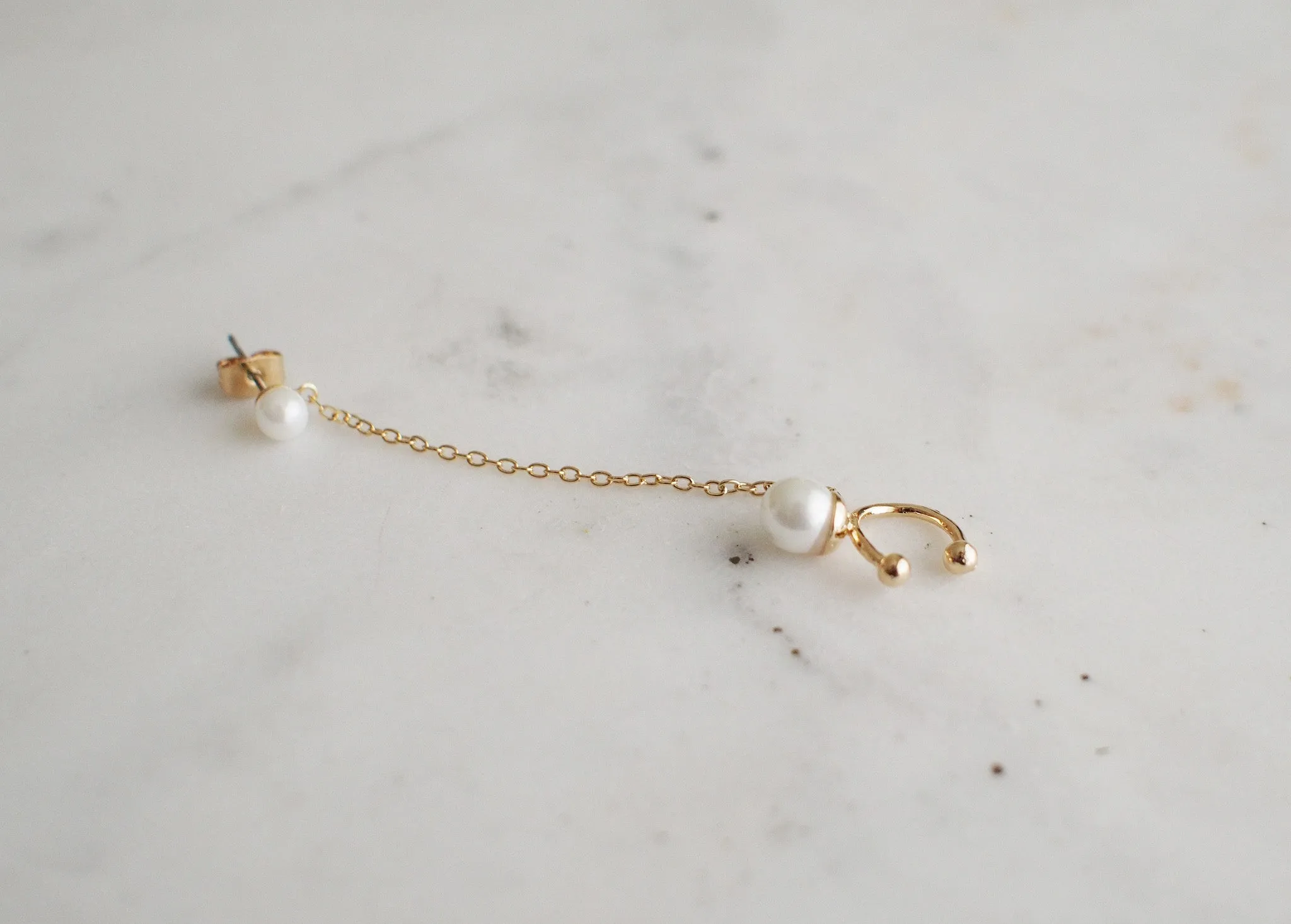 Rowena Double Pearl Chain Studs