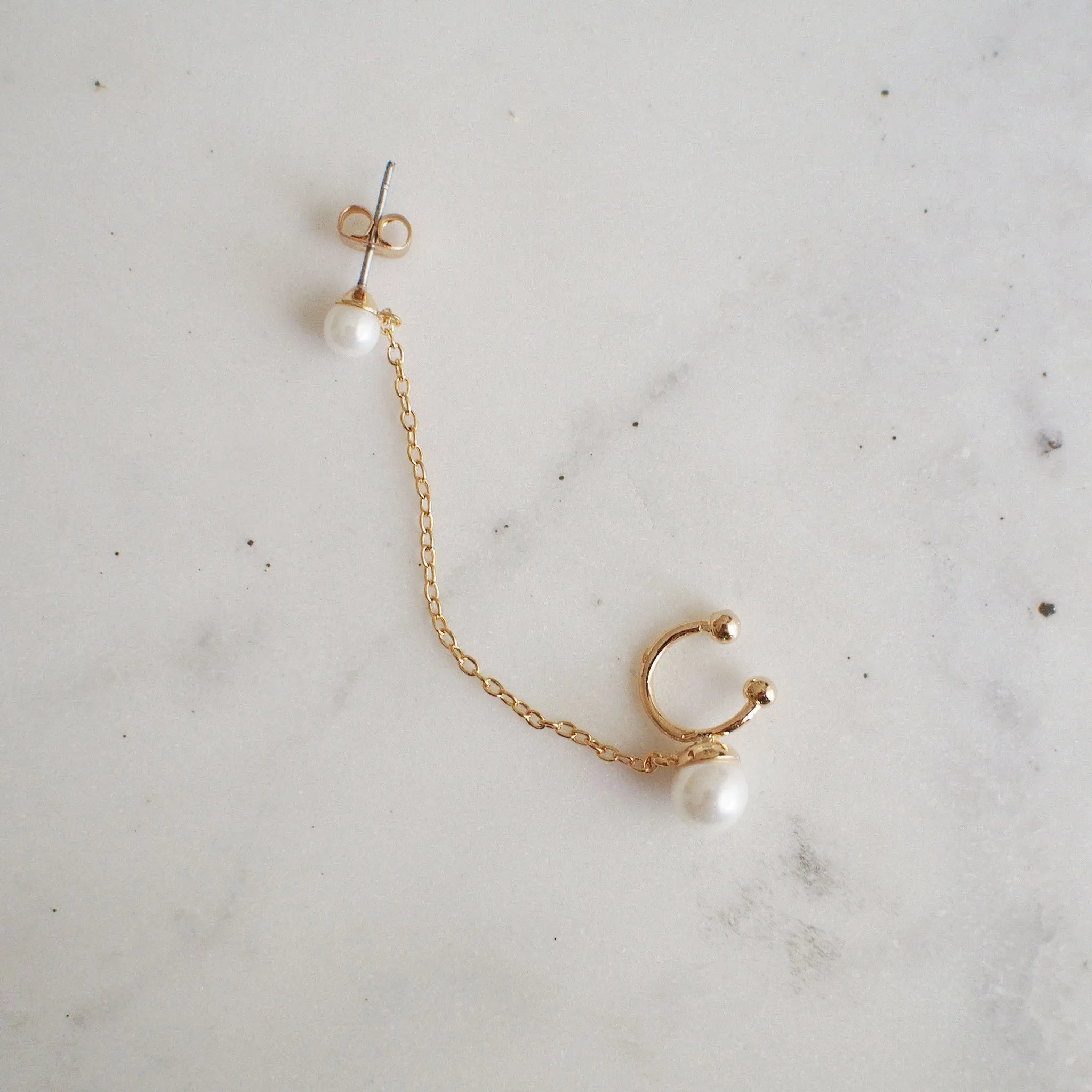 Rowena Double Pearl Chain Studs