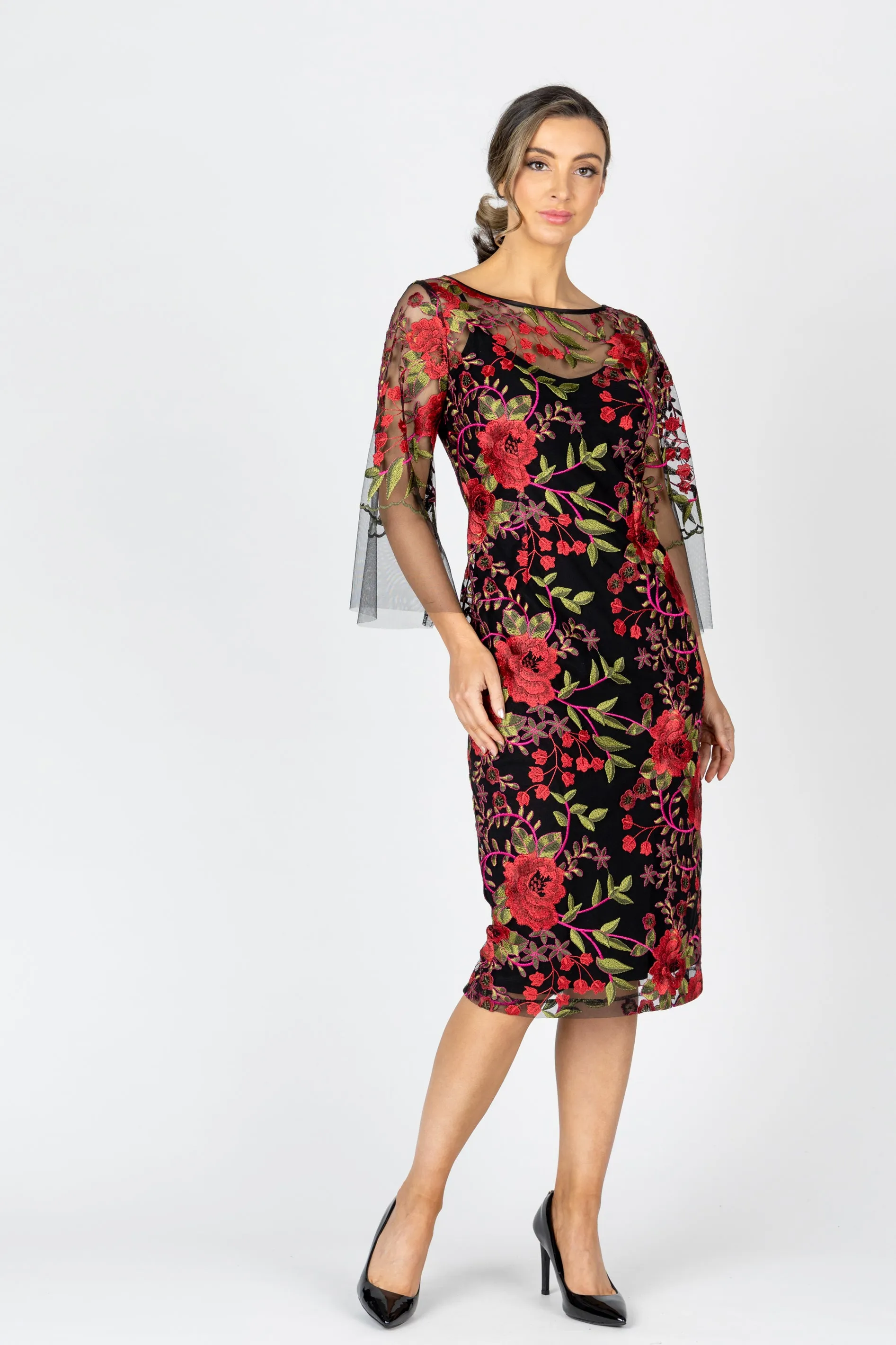 RUBY ROSE Bell Sleeve Midi Dress