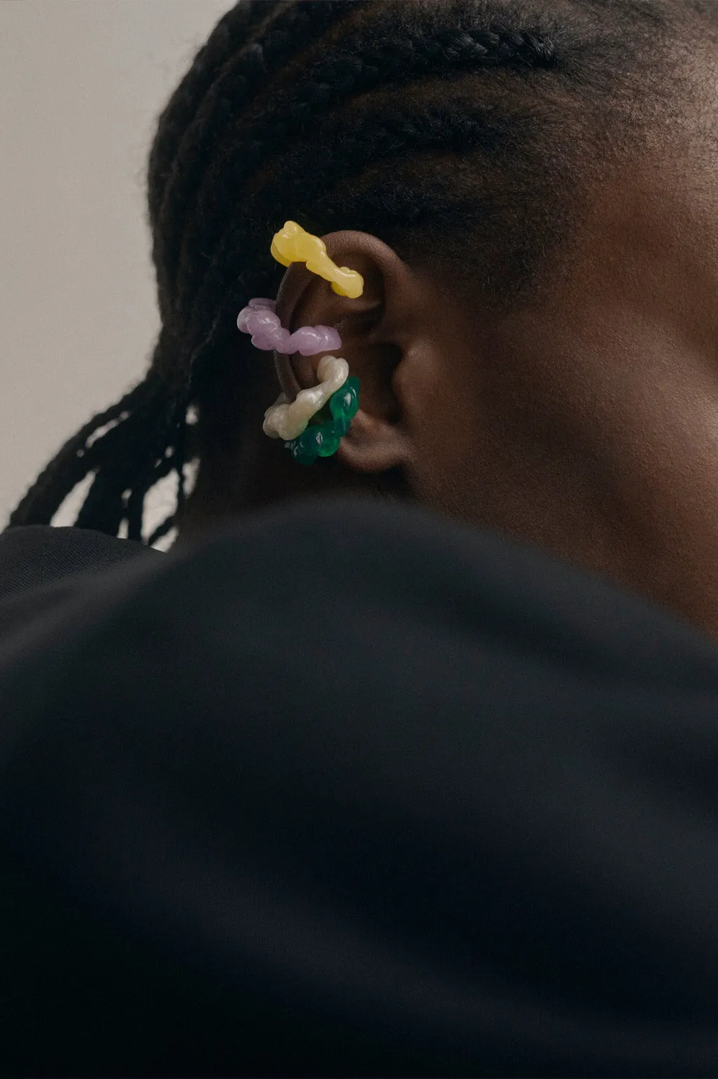 Ruffle - Pearlescent White Bio Resin and Gold Vermeil Ear Cuff