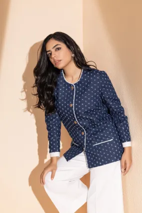Rugged Denim Button-Down Blazer