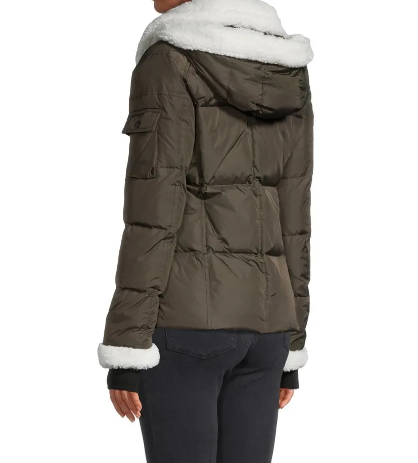 S13 Callie Faux-Sherpa-Trim Down Puffer Coat