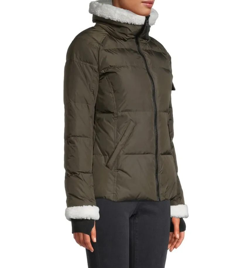 S13 Callie Faux-Sherpa-Trim Down Puffer Coat