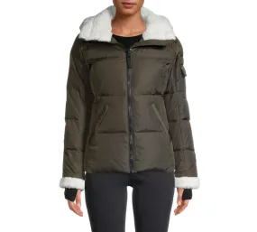S13 Callie Faux-Sherpa-Trim Down Puffer Coat