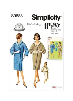 S9883 Simplicity Sewing Pattern 1960s Misses' Reversible Coat