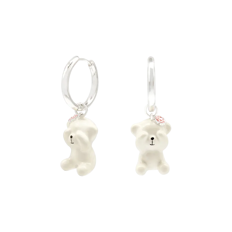 Sahi Gold Enameled Camellia Bear Drop Earrings