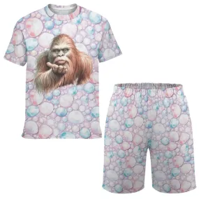 Sasquatch, Bigfoot, Blowing Kiss, Children's T-shirt Shorts Set