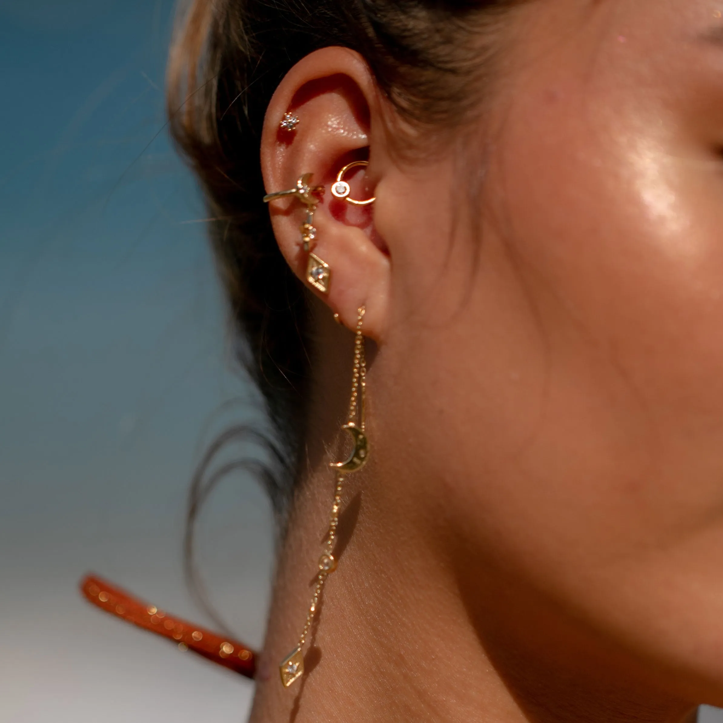 Selene Drop Ear Cuff - Gold