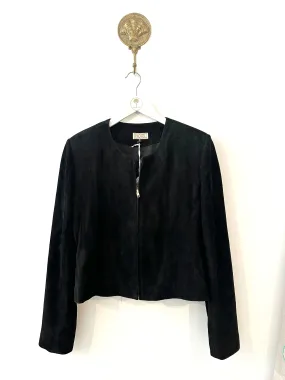 Shala Suede Leather Bolero in Black
