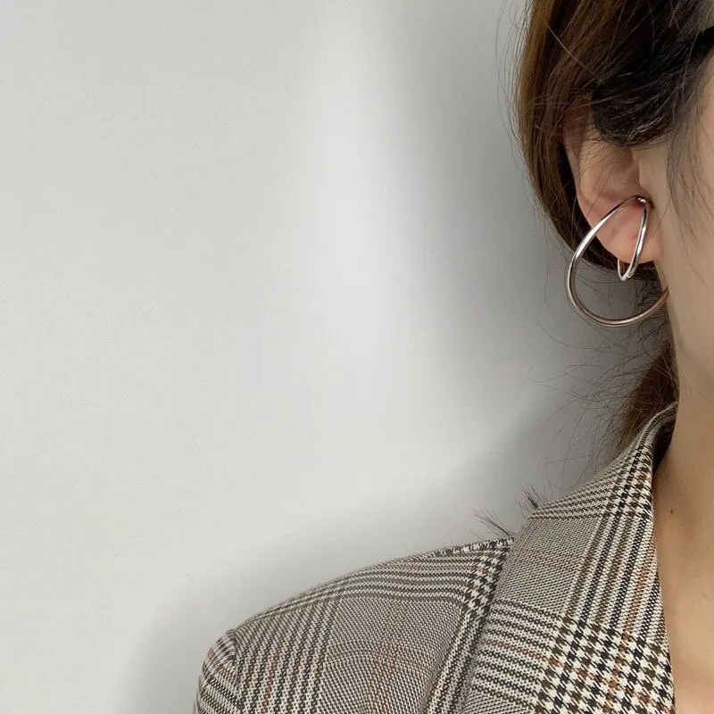 Shiny Jewellery Minimalism Metal Geometric Distortion Ear Clips Irregular Stainless Steel