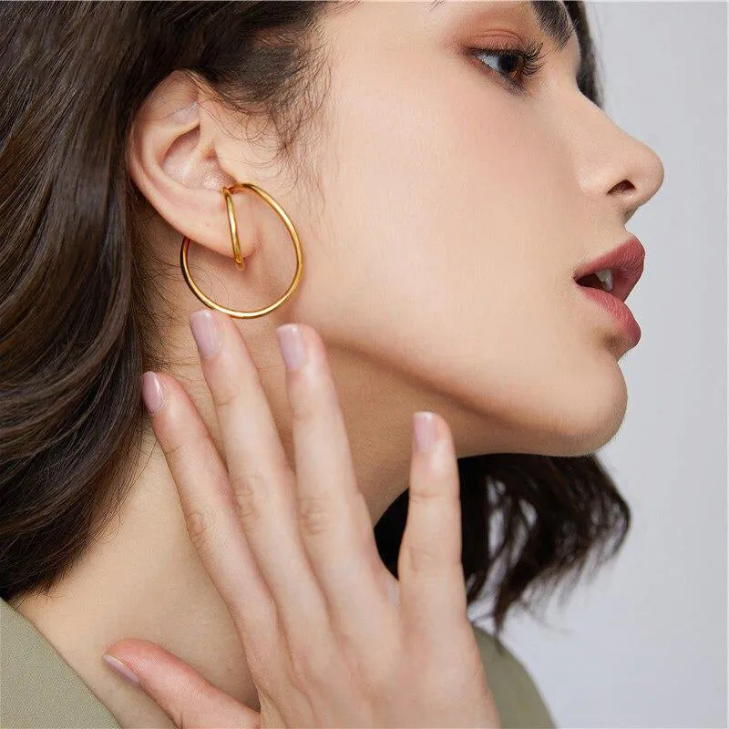 Shiny Jewellery Minimalism Metal Geometric Distortion Ear Clips Irregular Stainless Steel