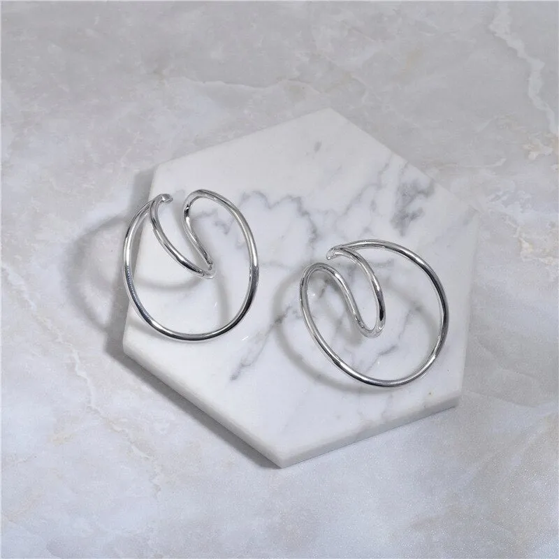 Shiny Jewellery Minimalism Metal Geometric Distortion Ear Clips Irregular Stainless Steel
