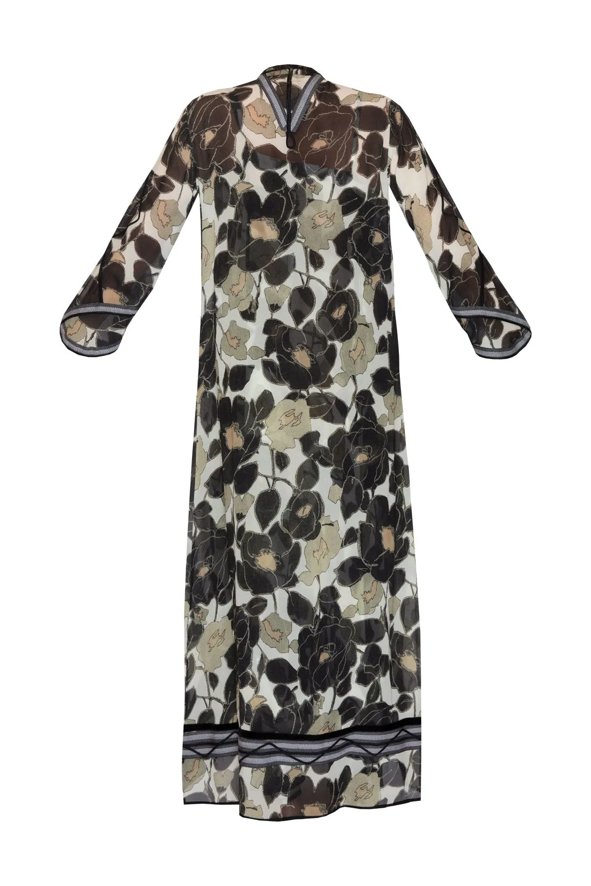 Silk Floral Coat - Olive