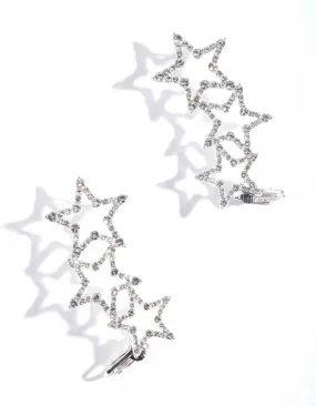 Silver Diamante Star Ear Cuff