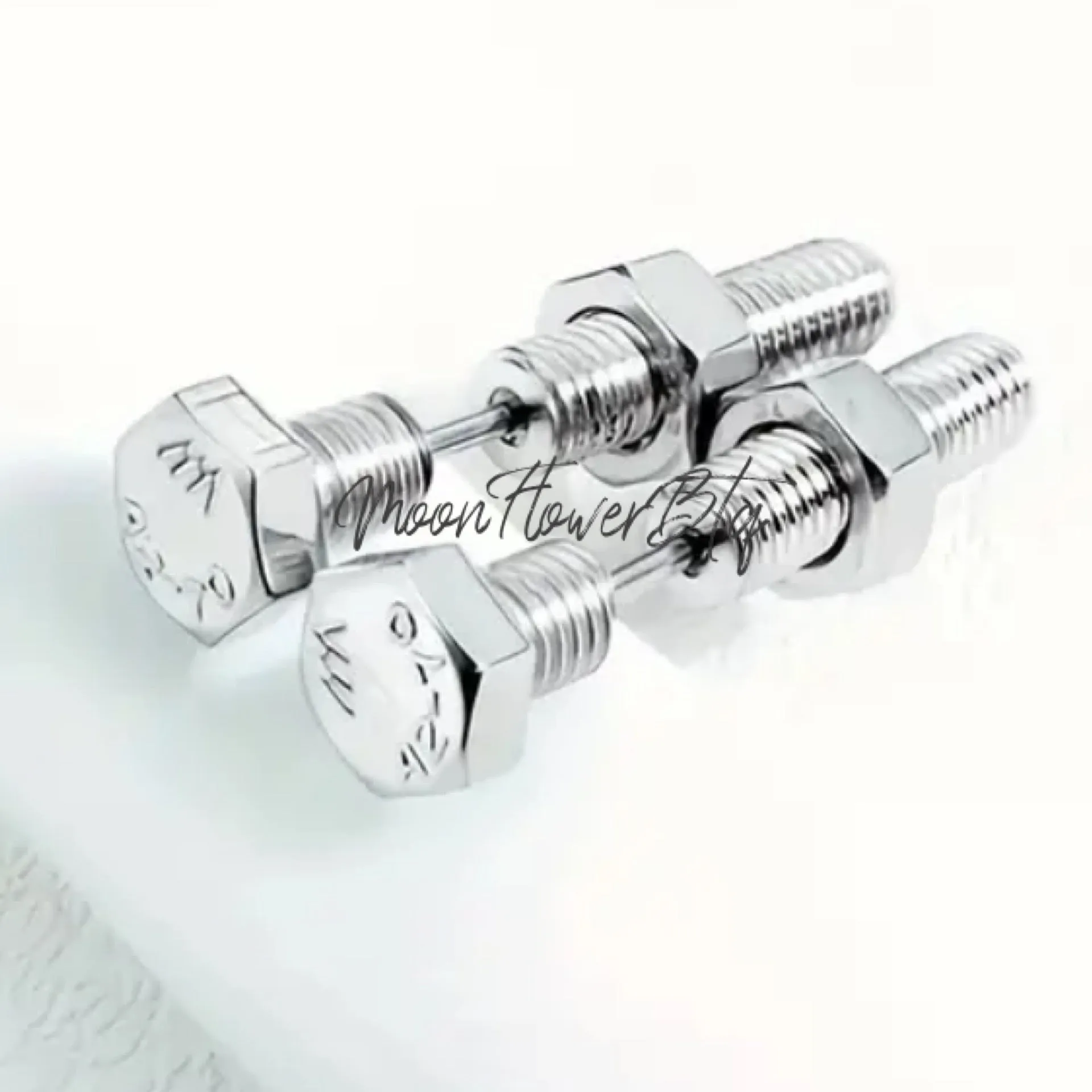 Silver Nut Bolt Earrings