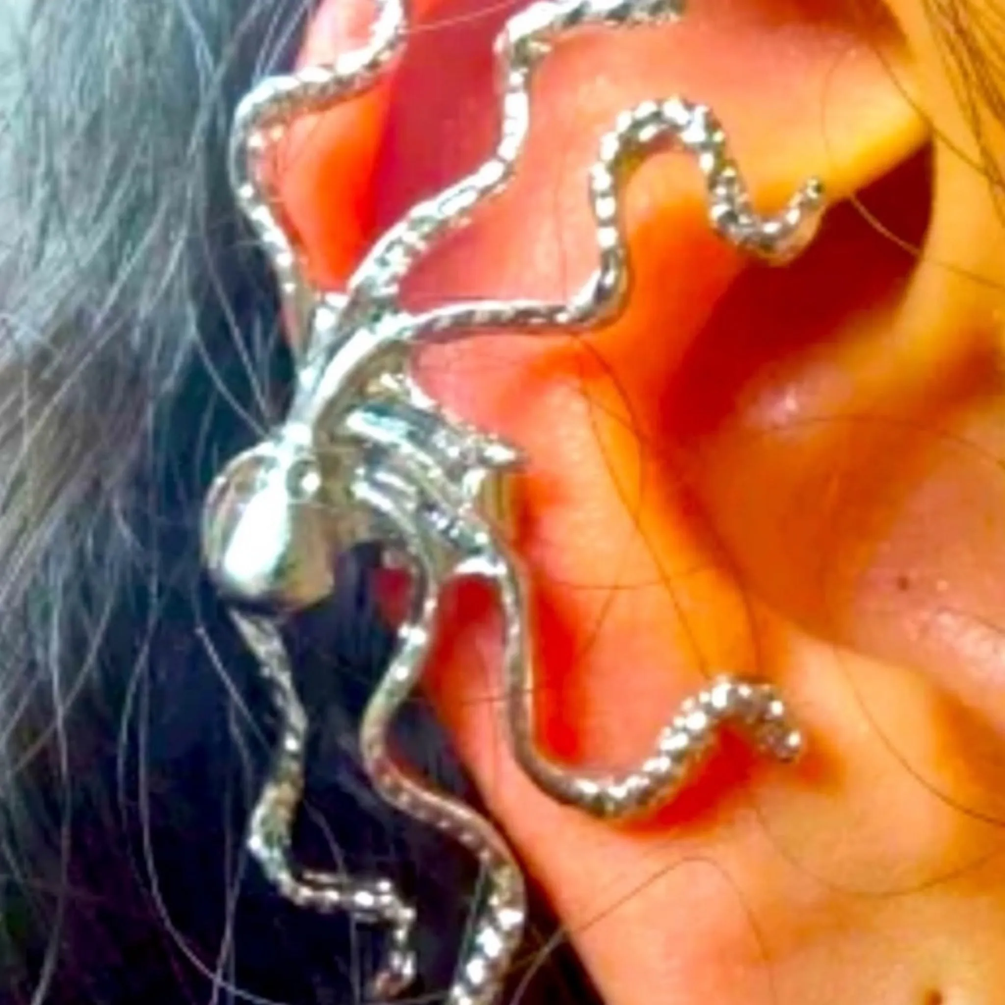 Silver Octopus Ear Cuff Earrings