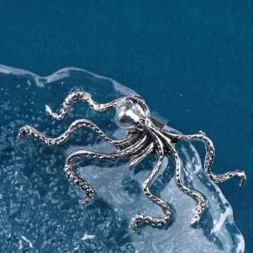 Silver Octopus Ear Cuff Earrings