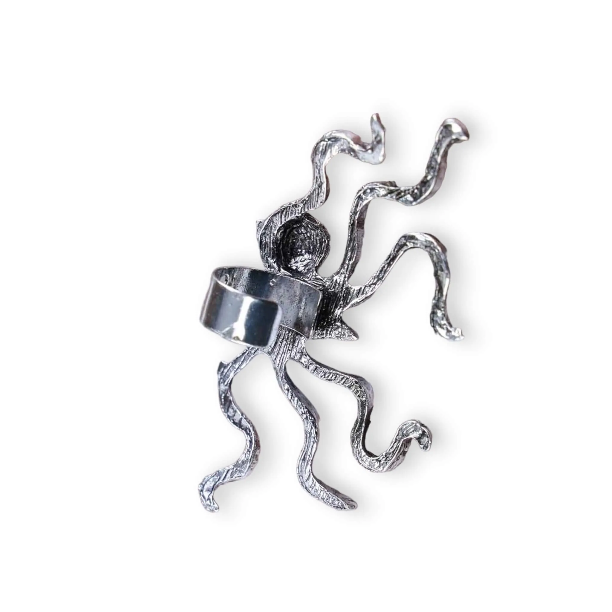 Silver Octopus Ear Cuff Earrings