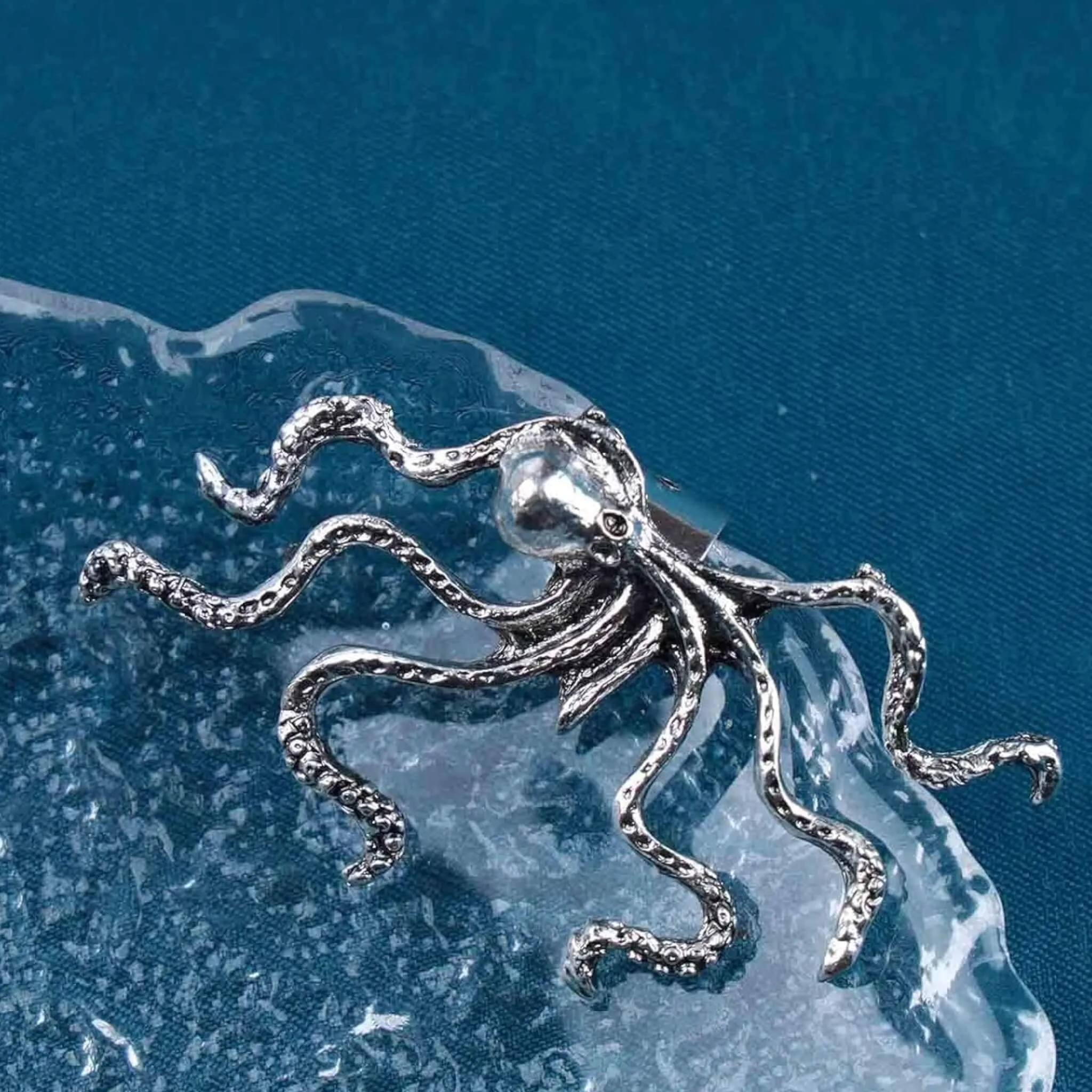Silver Octopus Ear Cuff Earrings
