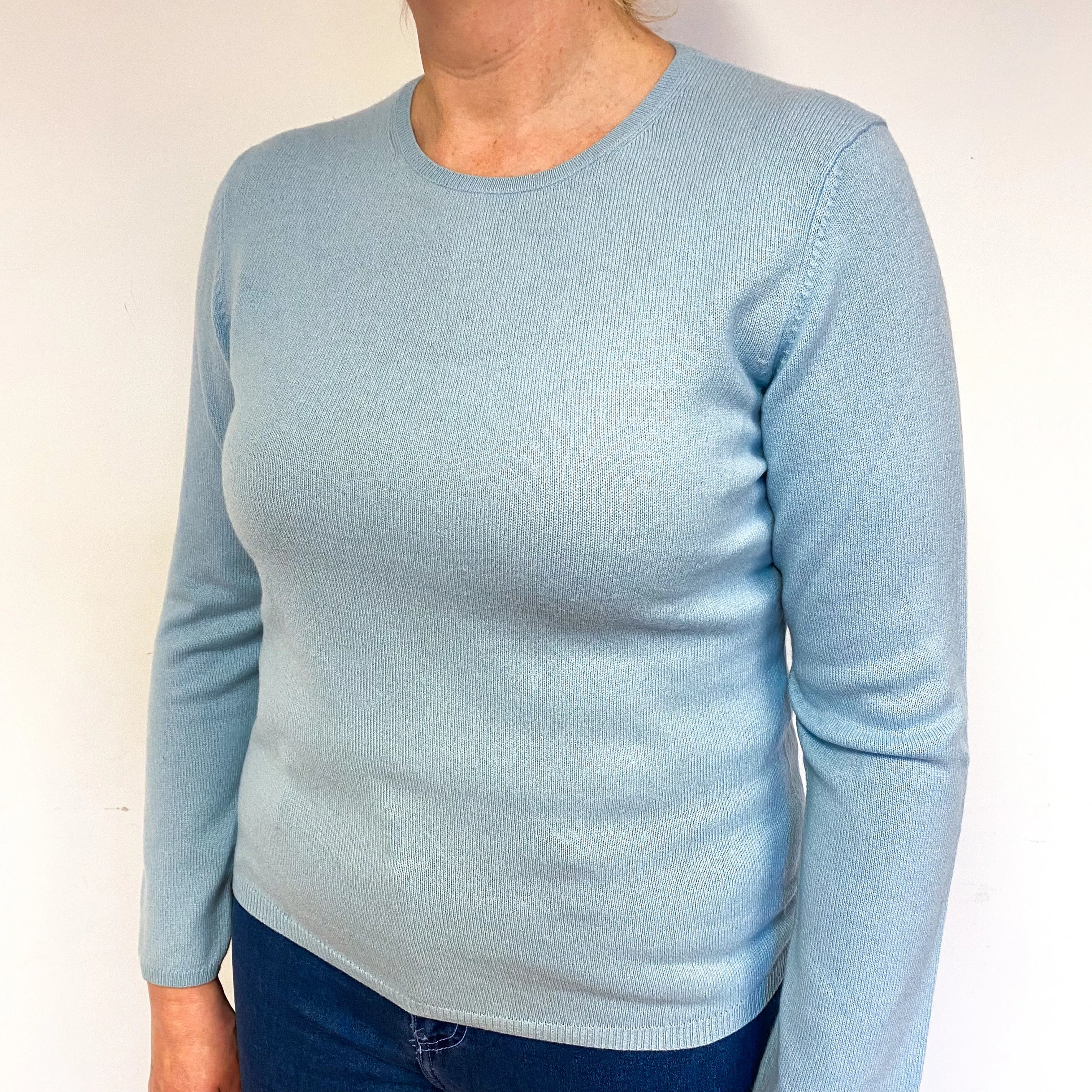Sky Blue Cashmere Crew Neck Jumper Large