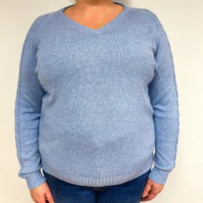Sky Blue Cashmere V-Neck Jumper Extra Large