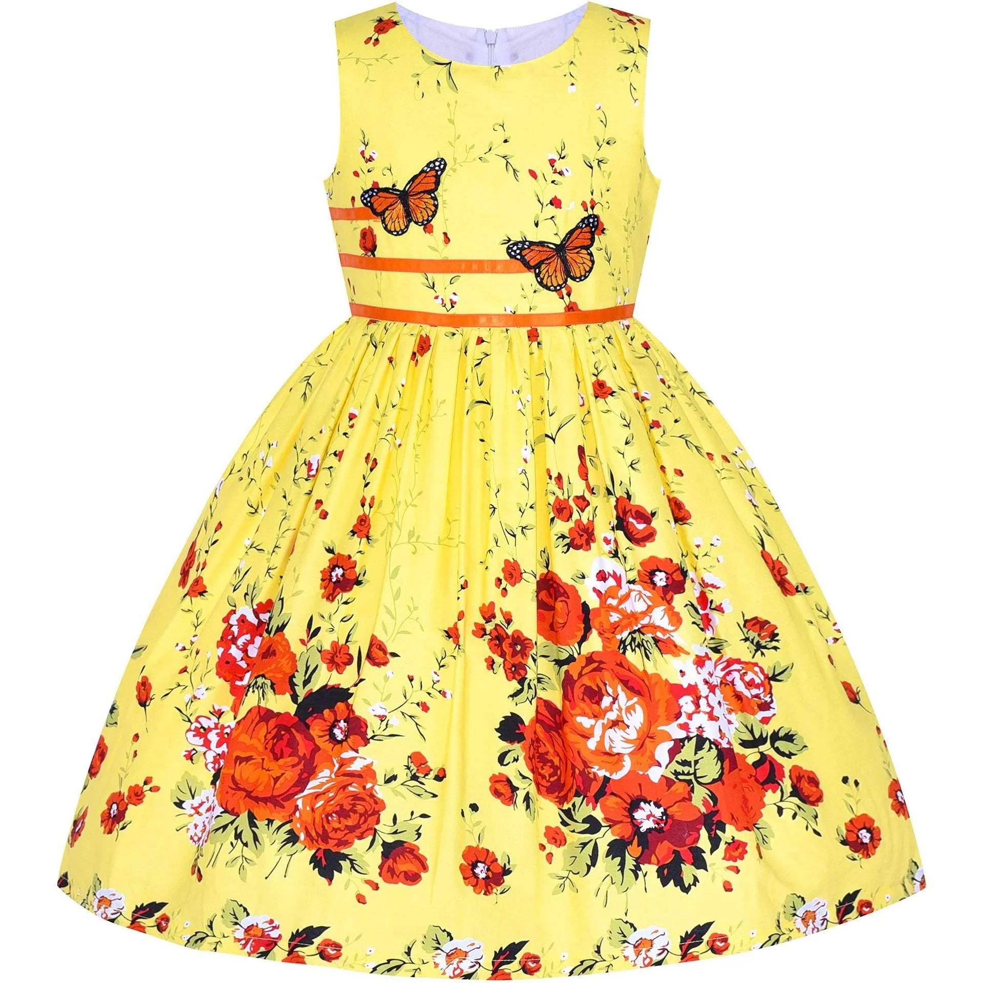 Sleeveless Floral Girl Butterfly Dress for