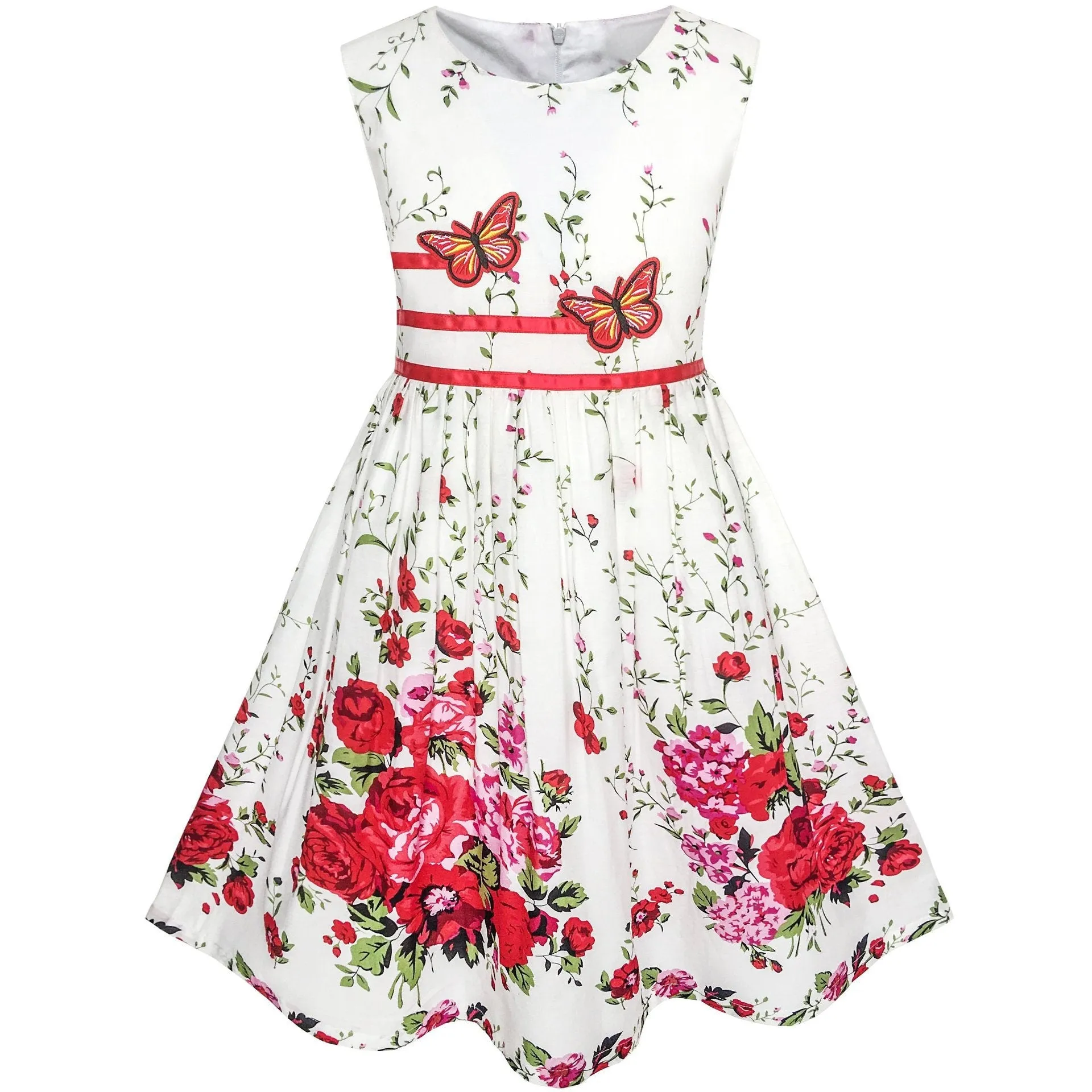 Sleeveless Floral Girl Butterfly Dress for