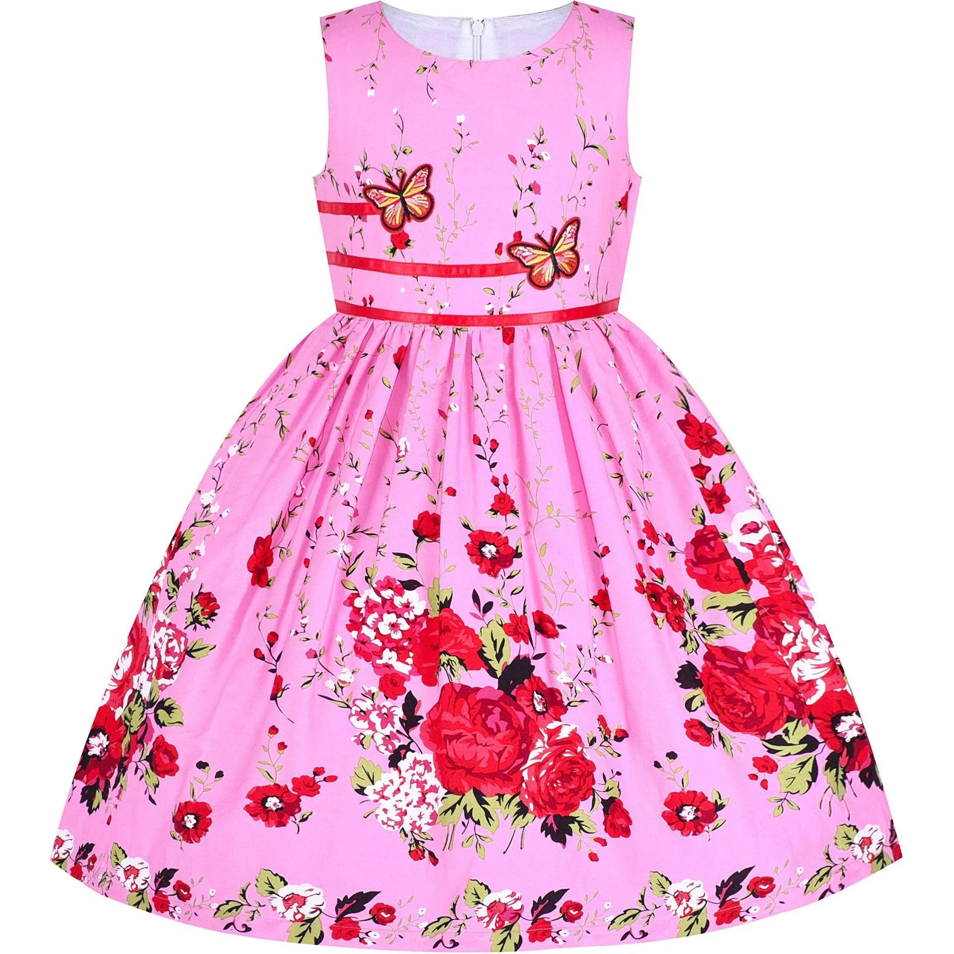 Sleeveless Floral Girl Butterfly Dress for