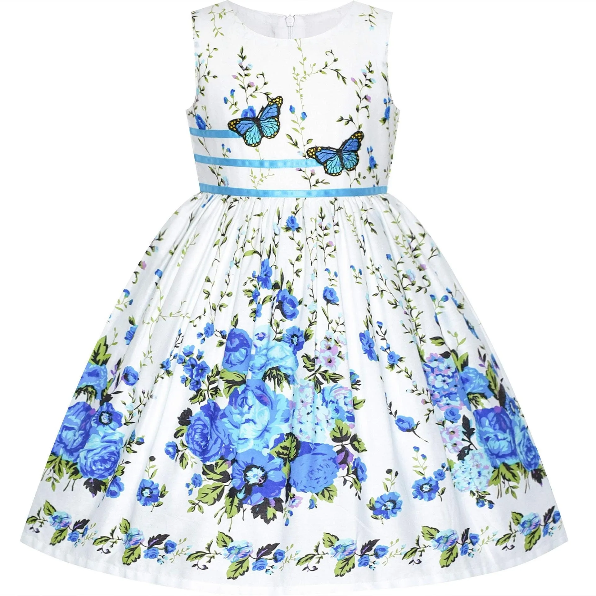 Sleeveless Floral Girl Butterfly Dress for