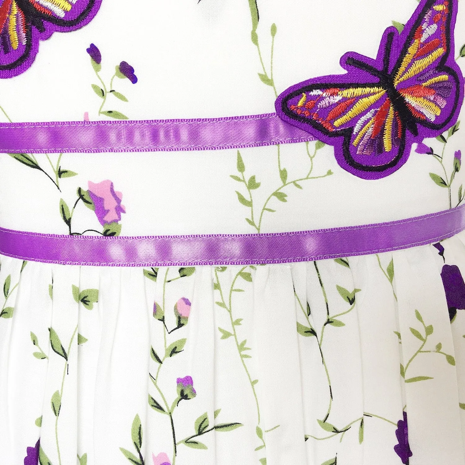 Sleeveless Floral Girl Butterfly Dress for
