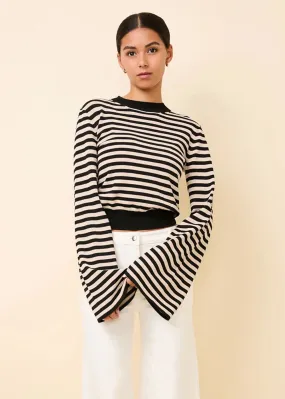 Solid & Striped Babetta Top in Noir/Khaki Stripe