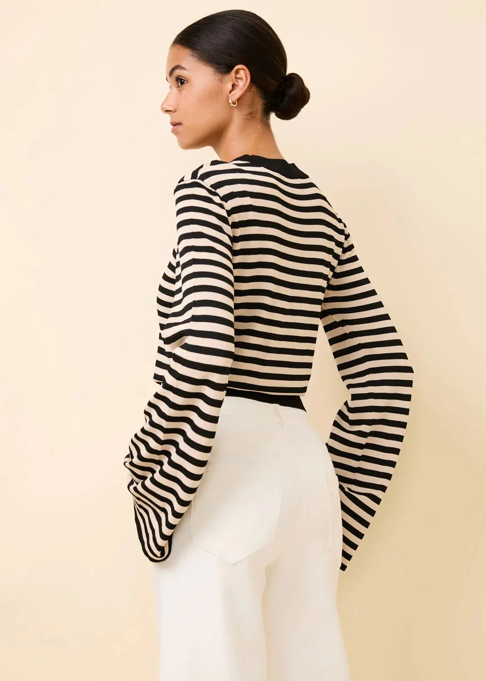 Solid & Striped Babetta Top in Noir/Khaki Stripe