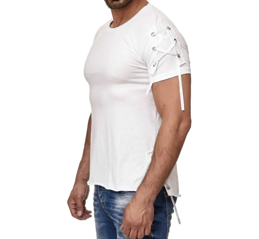 Solid Slim Fit Sports Collarless Youth Cuff T-Shirt