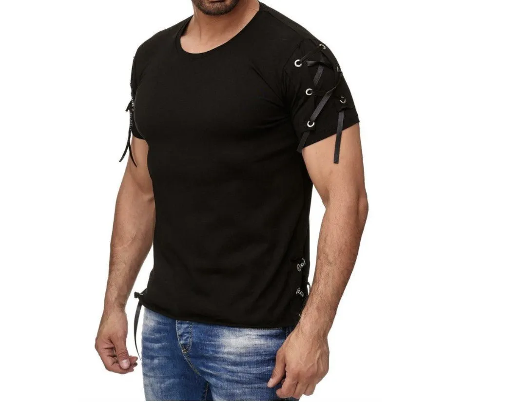 Solid Slim Fit Sports Collarless Youth Cuff T-Shirt