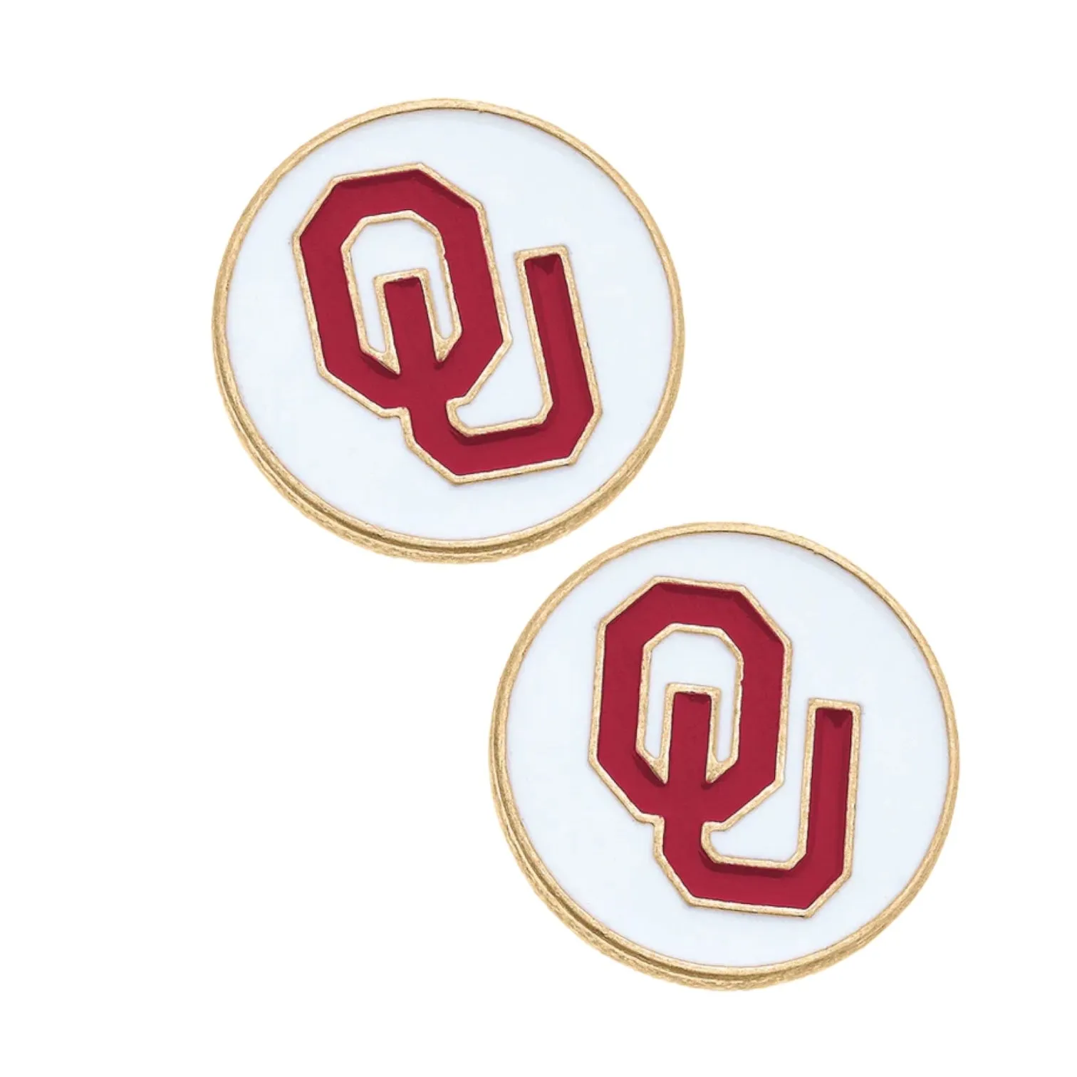 Sooners Disc Stud Earrings