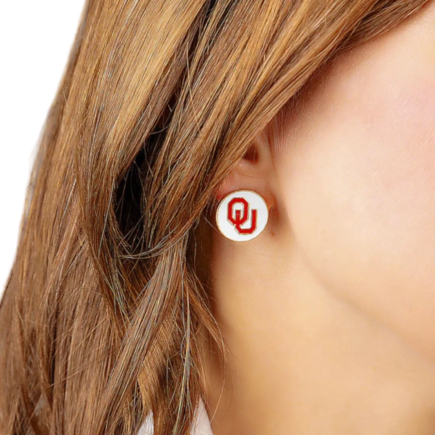 Sooners Disc Stud Earrings