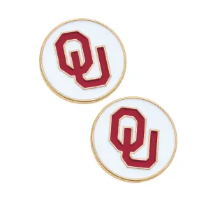 Sooners Disc Stud Earrings