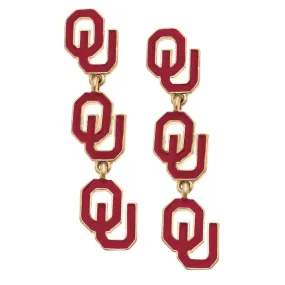 Sooners Triple Drop Earrings
