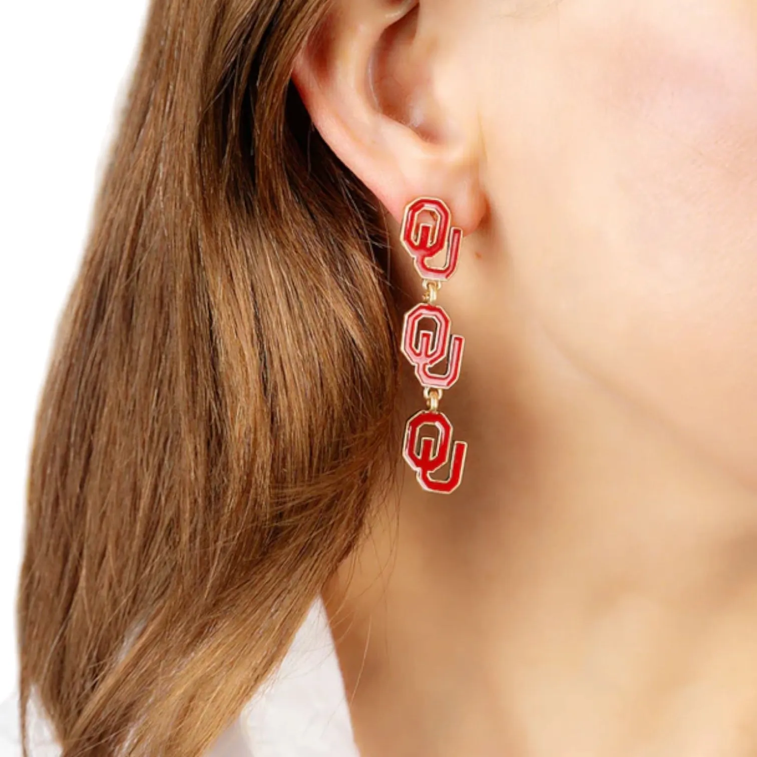 Sooners Triple Drop Earrings