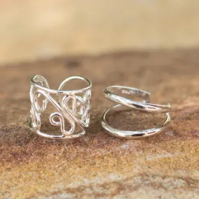 Sterling silver ear cuff earrings (Pair) - Sleek Filigree | NOVICA