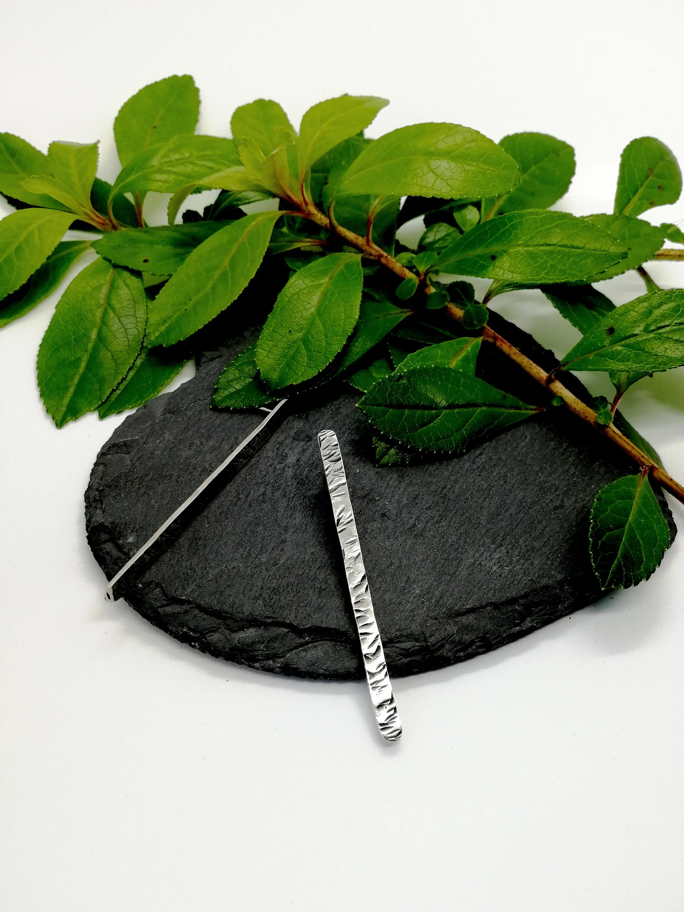 Sterling Silver Textured Bar Stud Earrings