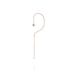 Swiveling Hook 18K Rosegold Ear Cuff w. Diamonds, Topaz & Amethyst