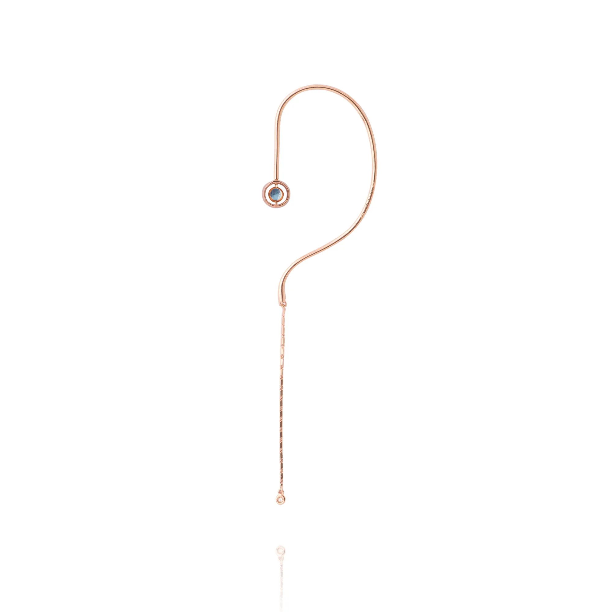 Swiveling Hook 18K Rosegold Ear Cuff w. Diamonds, Topaz & Amethyst