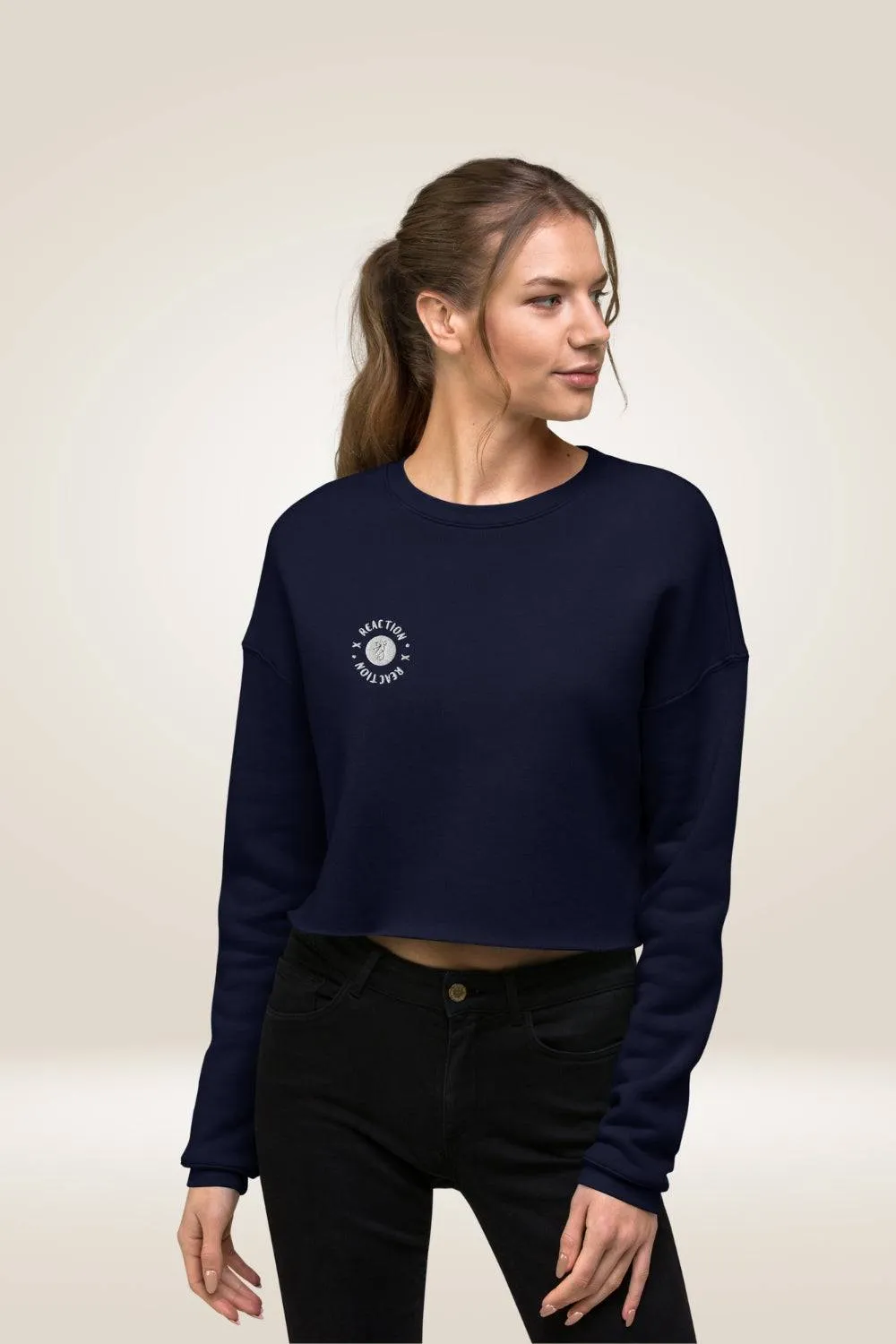 TGC Boutique X Reaction Navy Blue Cropped Sweatshirt