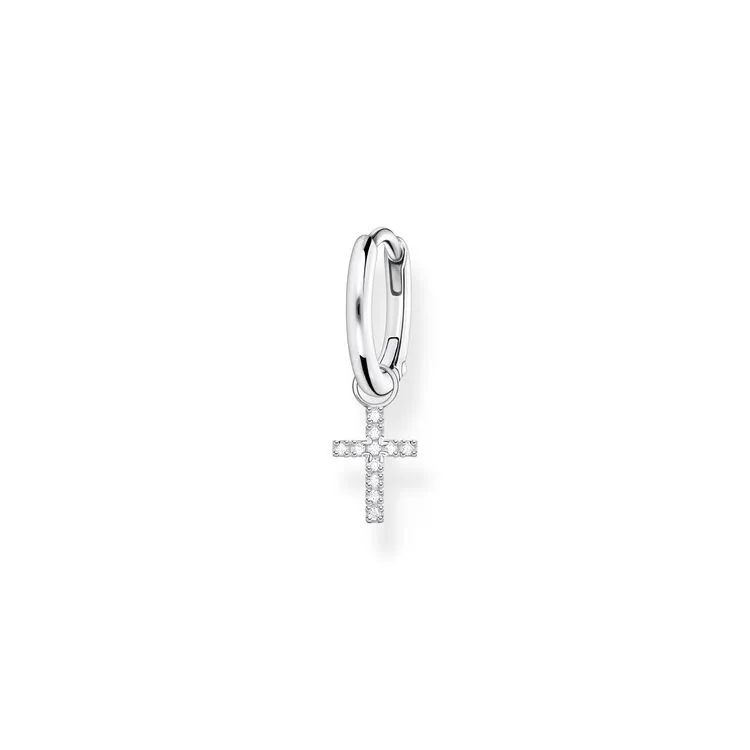 Thomas Sabo Single Hoop Earring with Cross Pendant Silver