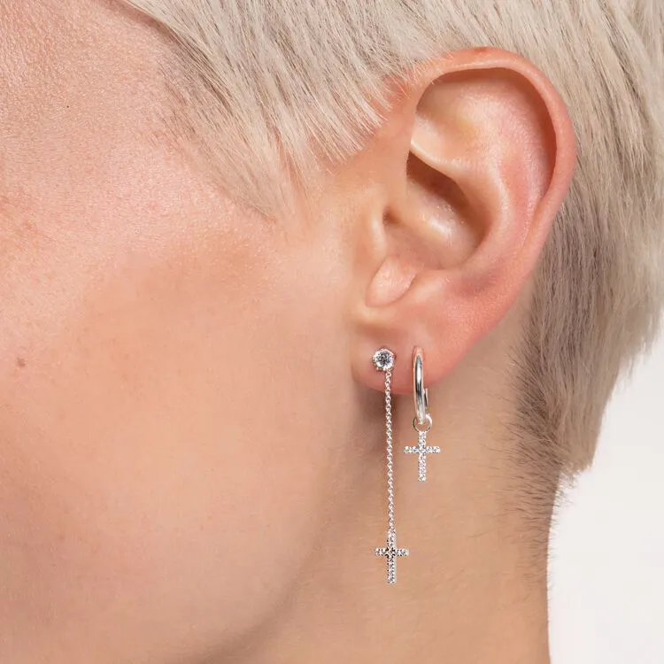 Thomas Sabo Single Hoop Earring with Cross Pendant Silver