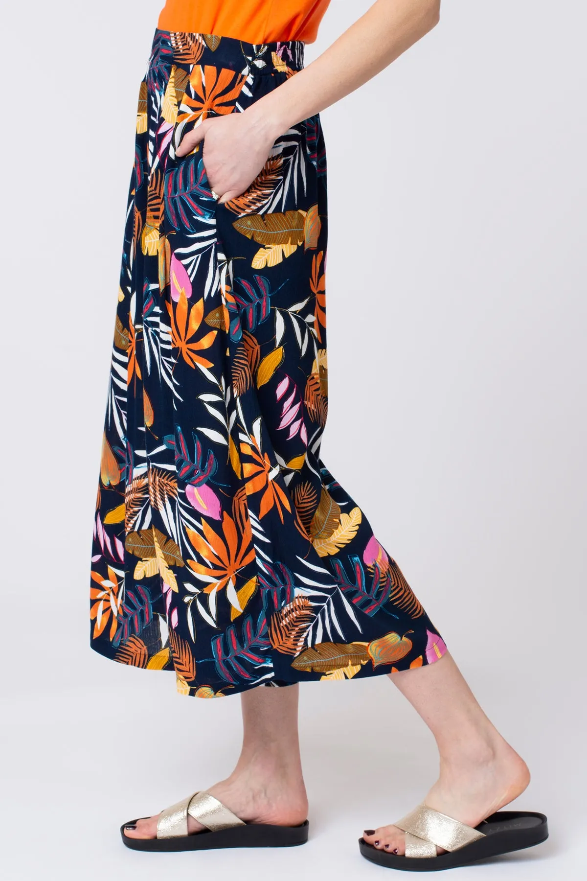 Tropical Print Crinkle Culottes