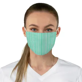 Turquoise Blue Striped Face Mask, Designer Modern Fabric Fashion Face Mask-Made in USA