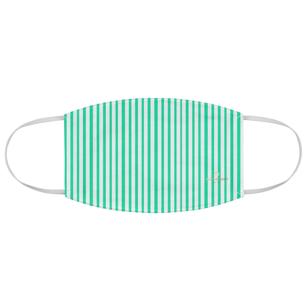 Turquoise Blue Striped Face Mask, Designer Modern Fabric Fashion Face Mask-Made in USA