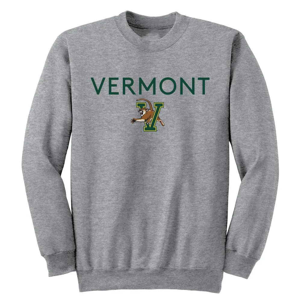 University of Vermont Catamounts Adult Crewneck Sweatshirt Arch Text